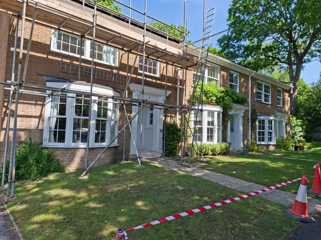 Masonry painting on the exterior of a house